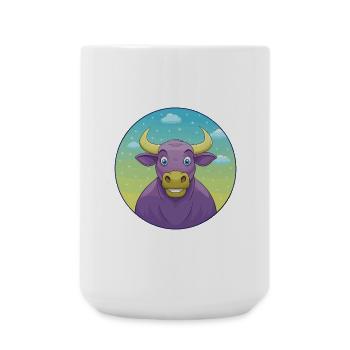 Taureau mignon Kawaii dessin animé Clipart Animal de compagnie - Grande tasse 440 ml - blanc - Devant