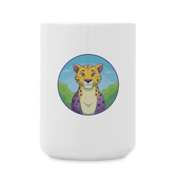 Gepard Niedliche Kawaii Cartoon Clipart Tier Haustier - Große Tasse 440 ml - Weiß - Vorne