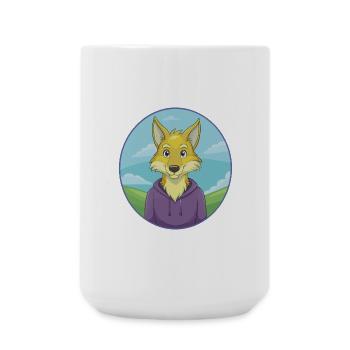 Coyote mignon Kawaii dessin animé Clipart Animal de compagnie - Grande tasse 440 ml - blanc - Devant