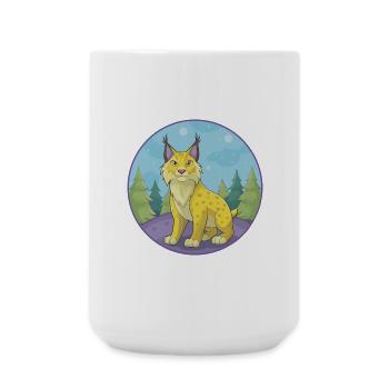 Luchs Niedliche Kawaii Cartoon Clipart Tier Haustier - Große Tasse 440 ml - Weiß - Vorne