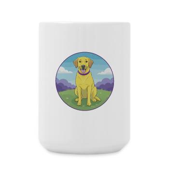 Labrador retriever chien mignon Kawaii dessin animé Animal - Grande tasse 440 ml - blanc - Devant