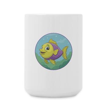 Fish Cute Kawaii Cartoon Clipart Animal Pet - Large Mug 440 ml - white - Front