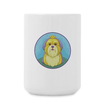 Shih Tzu Dog Cute Kawaii Cartoon Clipart Animal - Large Mug 440 ml - white - Front
