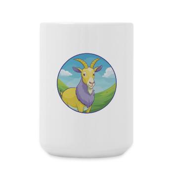 Chèvre Mignon Kawaii Dessin animé Clipart Animal de compagnie - Grande tasse 440 ml - blanc - Devant
