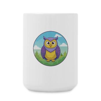 hibou mignon Kawaii dessin animé Clipart animal de compagnie - Grande tasse 440 ml - blanc - Devant