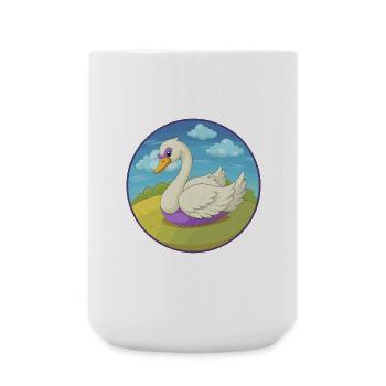cygne mignon kawaii dessin animé clipart animal de compagnie - Grande tasse 440 ml - blanc - Devant