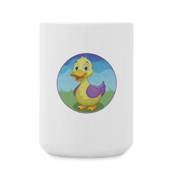 Ente Niedlich Kawaii Cartoon Clipart Tier Haustier - Große Tasse 440 ml - Weiß - Vorne