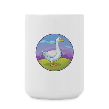 Oie mignon Kawaii dessin animé Clipart Animal de compagnie - Grande tasse 440 ml - blanc - Devant