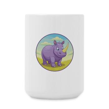 Rhino Cute Kawaii Cartoon Clipart Animal Pet - Large Mug 440 ml - white - Front