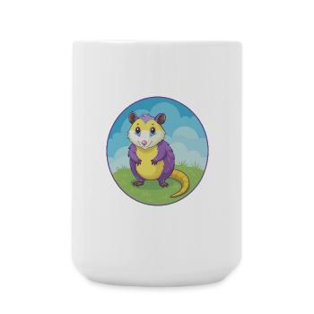 Opossum Niedliche Kawaii Cartoon Clipart Tier Haustier - Große Tasse 440 ml - Weiß - Vorne