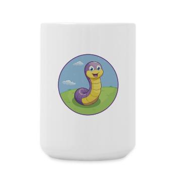 Ver de terre mignon Kawaii dessin animé Clipart Animal de compagnie - Grande tasse 440 ml - blanc - Devant