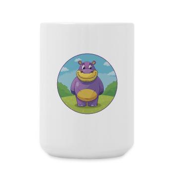 Hippo Cute Kawaii Cartoon Clipart Animal Pet - Large Mug 440 ml - white - Front