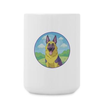 German Shepherd Dog Cute Kawaii Cartoon Animal Pet - Large Mug 440 ml - white - Front