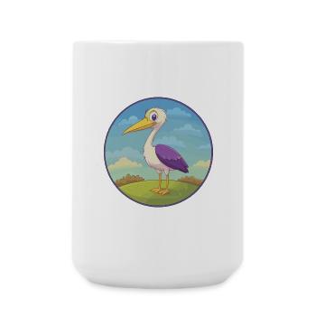 Cigogne mignon Kawaii dessin animé Clipart Animal de compagnie - Grande tasse 440 ml - blanc - Devant