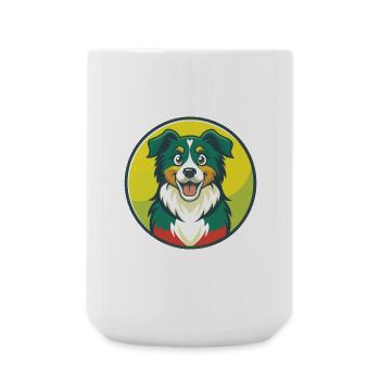 Australian Shepherd Hund Niedliches Kawaii Cartoon Tier - Große Tasse 440 ml - Weiß - Vorne