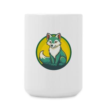 Arctic Fox Cute Kawaii Cartoon Clipart Pet Animal - Large Mug 440 ml - white - Front
