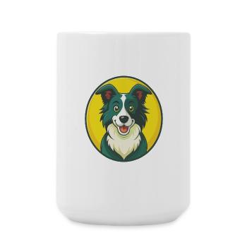 Border Collie Chien Mignon Kawaii Dessin animé Animal de compagnie - Grande tasse 440 ml - blanc - Devant