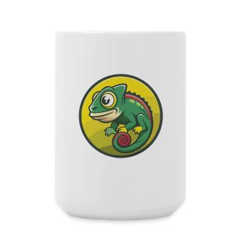 Chameleon Cute Kawaii Cartoon Clipart Pet Animal - Large Mug 440 ml - white - Front