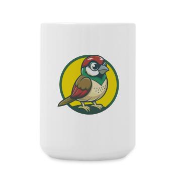 Sparrow Cute Kawaii Cartoon Clipart Pet Animal - Large Mug 440 ml - white - Front
