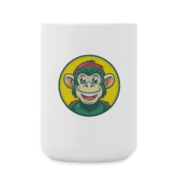 Affe Niedlich Kawaii Cartoon Clipart Haustier Tier - Große Tasse 440 ml - Weiß - Vorne