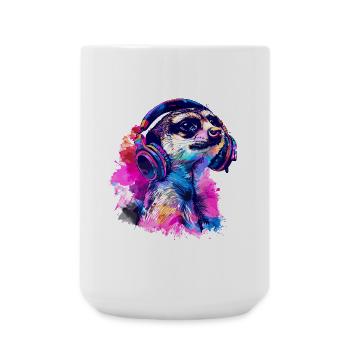 Erdmännchen Erdhündchen Scharrtier mit Kopfhörer - Große Tasse 440 ml - Weiß - Vorne