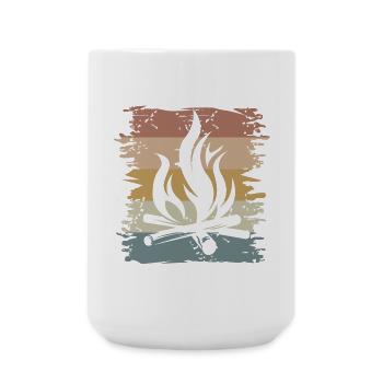 Rétro feu de camp survie en plein air Bushcraft icône - Grande tasse 440 ml - blanc - Devant