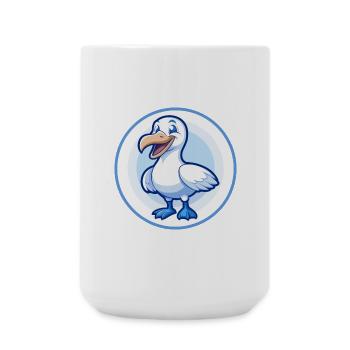 Albatross Blue Kawaii Cartoon Character Clipart - Large Mug 440 ml - white - Front