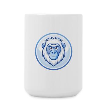 Baboon Blue Kawaii Cartoon Character Clipart Pet - Large Mug 440 ml - white - Front