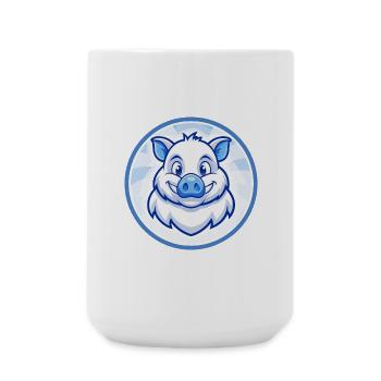 Sanglier Bleu Kawaii Dessin Animé Personnage Clipart Animal de compagnie - Grande tasse 440 ml - blanc - Devant