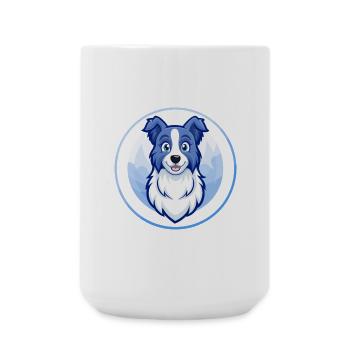 Border Collie chien bleu Kawaii personnage de dessin animé - Grande tasse 440 ml - blanc - Devant