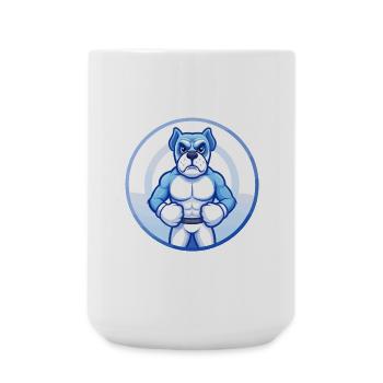 Boxer chien bleu Kawaii dessin animé personnage Clipart - Grande tasse 440 ml - blanc - Devant