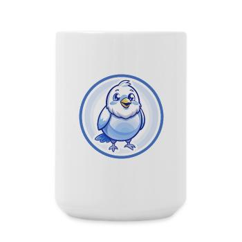 Canary Bird Blue Kawaii Cartoon Character Clipart - Large Mug 440 ml - white - Front