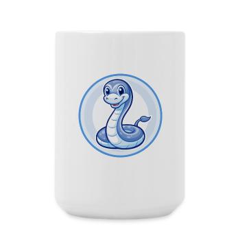Anaconda Bleu Kawaii Dessin Animé Personnage Clipart Animal de compagnie - Grande tasse 440 ml - blanc - Devant