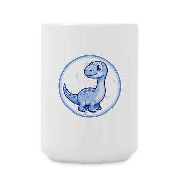 Dinosaurier Blau Kawaii Cartoon Figur Clipart Haustier - Große Tasse 440 ml - Weiß - Vorne