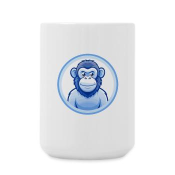 Schimpanse Blau Kawaii Cartoon Figur Clipart - Große Tasse 440 ml - Weiß - Vorne