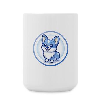Corgi chien bleu Kawaii dessin animé Personnage Clipart - Grande tasse 440 ml - blanc - Devant