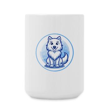 Arctic Wolf Blue Kawaii Cartoon Character Clipart - Large Mug 440 ml - white - Front
