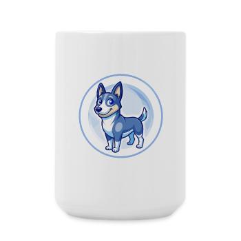 Australian Kelpie Dog Blue Cute Kawaii Cartoon Pet - Large Mug 440 ml - white - Front