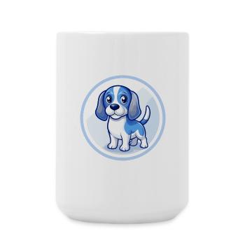 Beagle chien bleu Kawaii dessin animé Personnage Clipart - Grande tasse 440 ml - blanc - Devant