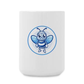 Abeille Bleu Mignon Kawaii Dessin Animé Personnage Clipart Animal de compagnie - Grande tasse 440 ml - blanc - Devant