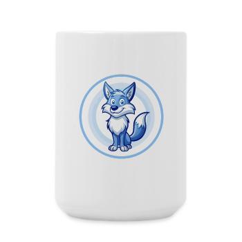 Coyote bleu kawaii dessin animé personnage clipart animal de compagnie - Grande tasse 440 ml - blanc - Devant