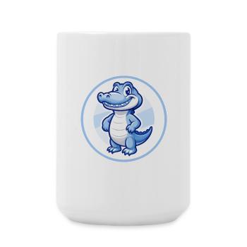 Crocodile Bleu Kawaii Dessin Animé Personnage Clipart - Grande tasse 440 ml - blanc - Devant