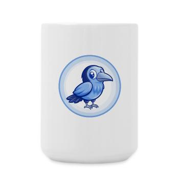 Crow Blue Kawaii Cartoon Character Clipart Pet - Large Mug 440 ml - white - Front