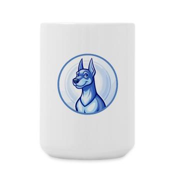 Dobermann Dog Blue Cute Kawaii Cartoon Clipart Pet - Large Mug 440 ml - white - Front
