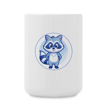 Raccoon Blue Kawaii Cartoon Character Clipart Pet - Large Mug 440 ml - white - Front