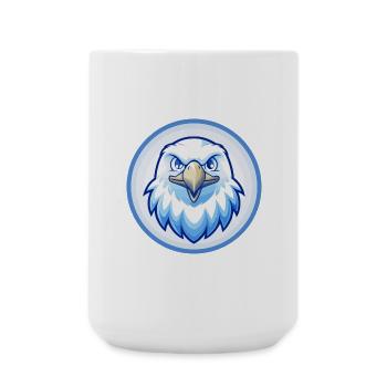Eagle Blue Kawaii Cartoon Character Clipart Pet - Large Mug 440 ml - white - Front