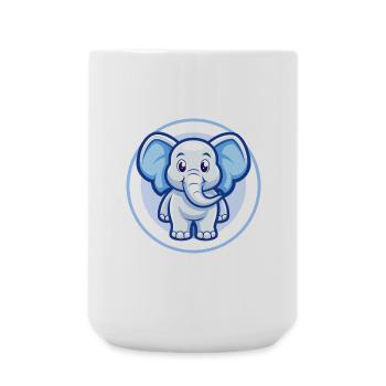 Elephant Blue Kawaii Cartoon Character Clipart Pet - Large Mug 440 ml - white - Front