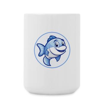 Fisch Blau Kawaii Cartoon Charakter Clipart Haustier - Große Tasse 440 ml - Weiß - Vorne