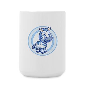 Zebra Blau Kawaii Cartoon Figur Clipart Haustier - Große Tasse 440 ml - Weiß - Vorne