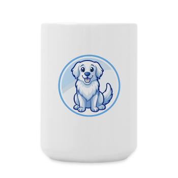 Golden Retriever Dog Blue Kawaii Cartoon Character - Large Mug 440 ml - white - Front